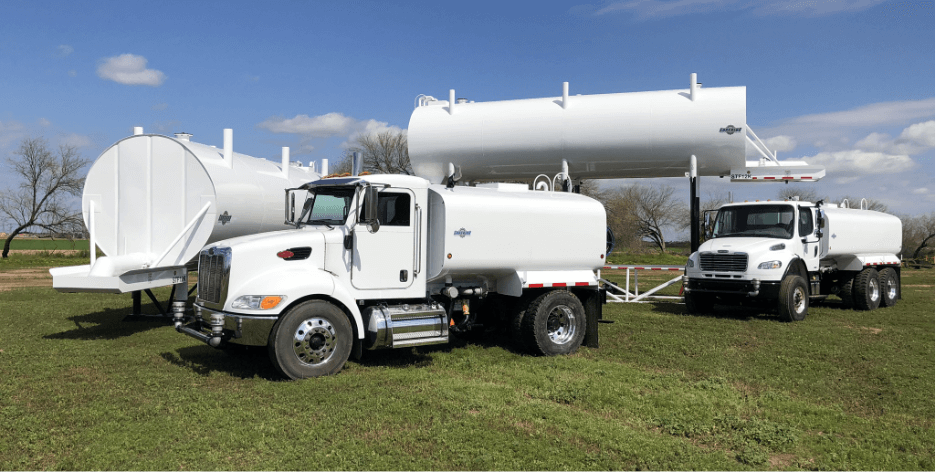 Water trucks and a tank