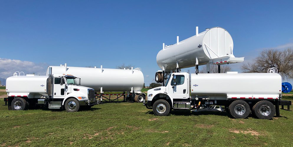 Water trucks and a tank